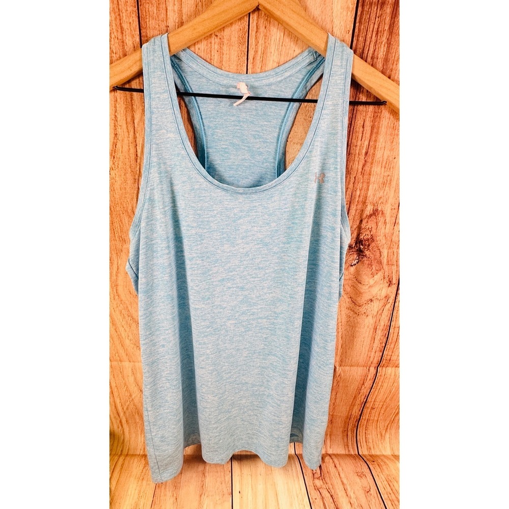 Under Armour Womens Tank Top Turquoise Blue HeatGear Loose Fit Scoop Neck MEDIUM